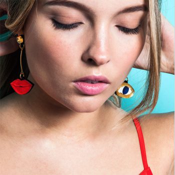 Kiss and Tell earrings WEARING
