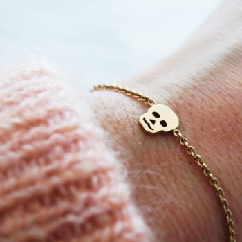 Gold Skull bracelet WEARING